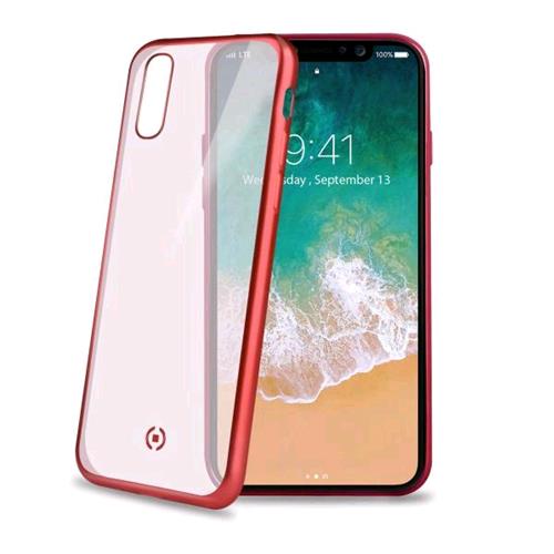 Celly Apple Iphone X Cover In Morbido Tpu Trasparente Con Bordi Colore Rosso - RMN negozio di elettronica