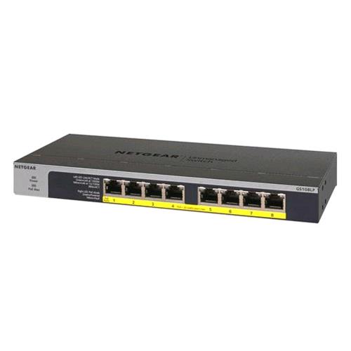 Netgear Gs108Lp Switch 8 Porte Non Gestito Gigabit Ethernet (10/100/1000) Nero, Grigio 1U Supporto Power Over Ethernet (Poe) - RMN negozio di elettronica