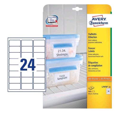 Avery Conf 600 Etichette Adesive Per Freezer 63,5X33,9 M Bianco - RMN negozio di elettronica