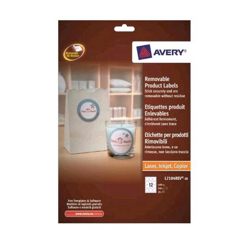 Avery Conf 240 Etichette Adesive Rotonde Diametro 60 Mm Bianco - RMN negozio di elettronica