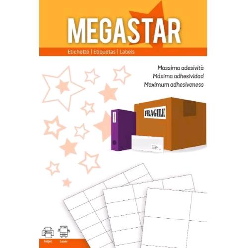 Megastar Conf 3200 Etichette Adesive Con Angoli Arrotondati 47,5X35 Mm Bianco - RMN negozio di elettronica