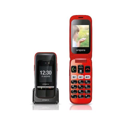Emporia One Senior Phone 2G 2.4" Tasti Grandi Sos 3 Tasti Scelta Rapida Fotocamera Nero/Rosso - RMN negozio di elettronica