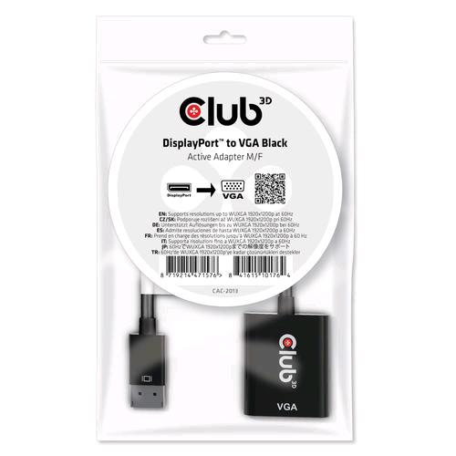 Club3D Adattatore Displayport 1.1A Male To Vga Female Active Black - RMN negozio di elettronica