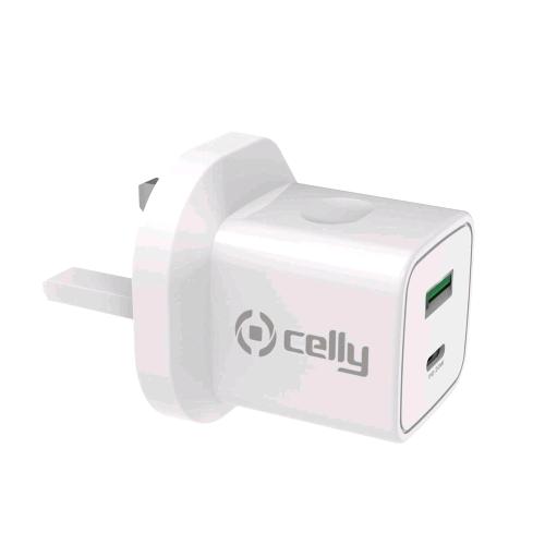 Celly Caricabatterie Da Rete 1 Usb-C + 1 Usb-A 20 W Spina Inglese Bianco - RMN negozio di elettronica