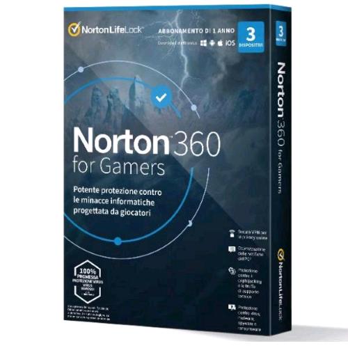 Norton 360 Gamers 3 Dispositivi 50Gb 12 Mesi Box - RMN negozio di elettronica