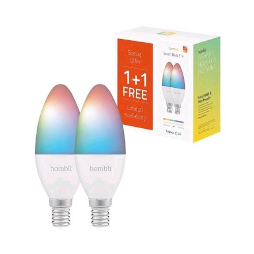 Hombli Smart Bulb Lampadina Led Samrt Wi-Fi E14 4.5W Multicolore 380 Lumen 2Pz - RMN negozio di elettronica
