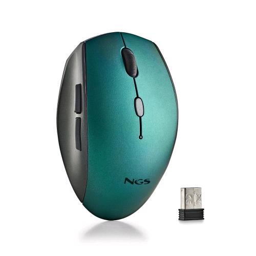 Ngs Bee Mouse Ottico Rf Wireless Mano Destra 5 Tasti 1600 Dpi Regolabili Silenzioso Nero/Verde - RMN negozio di elettronica