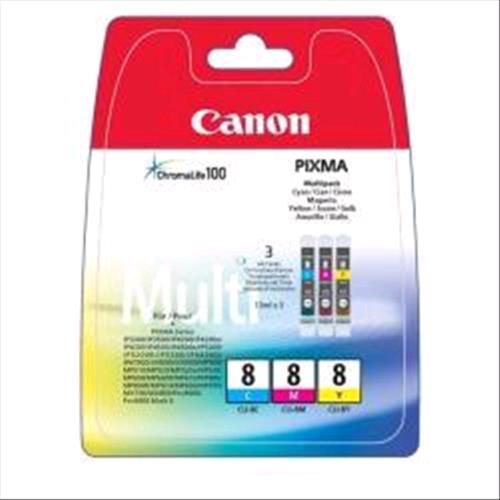 Canon Multipack Cli-8 Cmy Pack Cartucce Ciano+Magenta+Giallo In Blister Con Allarme Per Stampanti Ink Jet Canon 420Pg (0621B026) - RMN negozio di elettronica