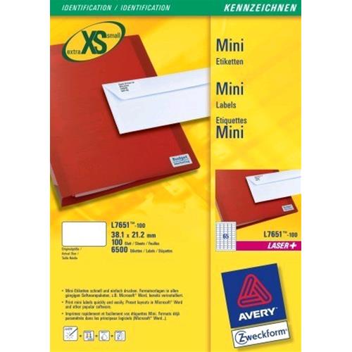 Avery-Zweckform L7651-100 Confezione 6.500 Etichette 21.2X38.1 Mm Adesive Colore Bianco Finitura Opaca - RMN negozio di elettronica