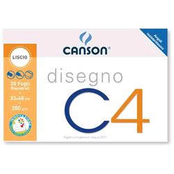 Canson Album Disegno C4 4 Angoli Cm 33X48 200 Gr Liscio Riquadrato 20 Fogli Colore Bianco - RMN negozio di elettronica