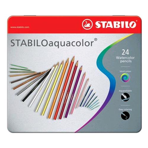 Stabilo Aquacolor Pastelli Acquarellabili 2.8 Mm Colori Assortiti Astuccio In Metallo Conf 24 Pz. - RMN negozio di elettronica