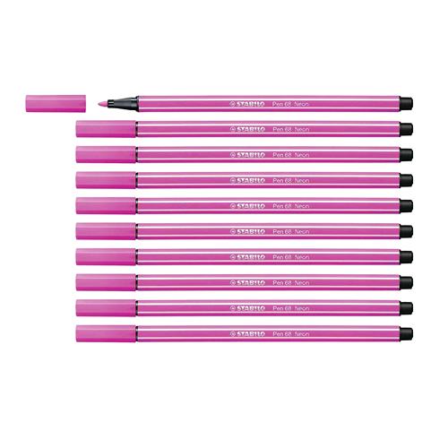 Stabilo Pen 68 Neon Penna Per Grafica Tratto 1 Mm Colore Rosa Fluo Conf. 10 Pz. - RMN negozio di elettronica
