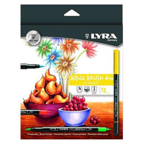 Lyra Aqua Brush Duo Pennarelli Doppia Punta Pennello/Fine Colori Assortiti Conf. 12 Pz. - RMN negozio di elettronica